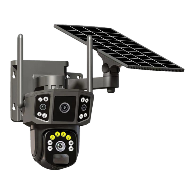 Solar PTZ Outdoor Security Camera with Dual Lens, Smart Motion Alerts & Full-Color Night View