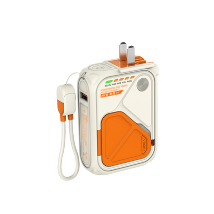 Rechargeable Magnetic Wireless Power Bank with Integrated 5-in-1 Charging Cables