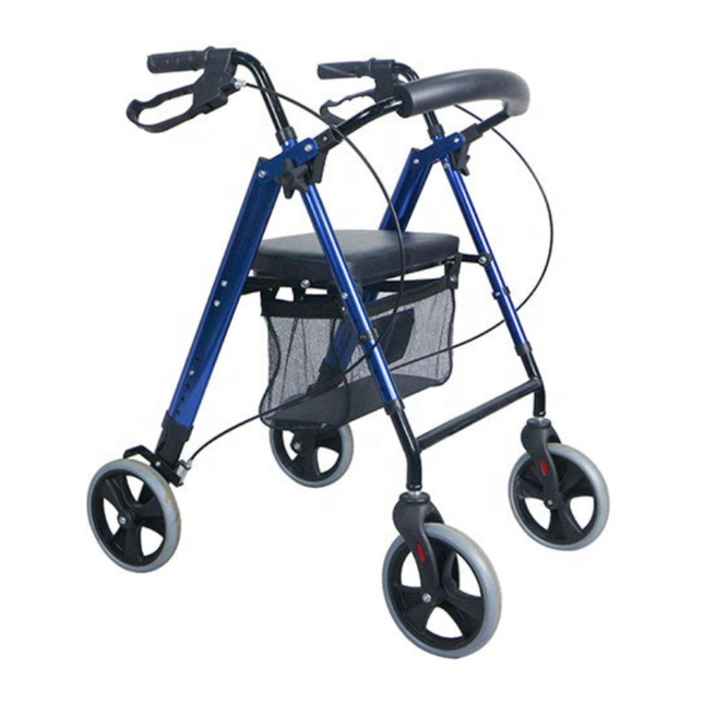 Portable Aluminum Mobility Rollator with Rest Seat & Storage Carrier