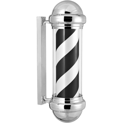 Classic Rotating Barber Pole LED Light Wall Mounted Salon Shop Sign with Acrylic Shade