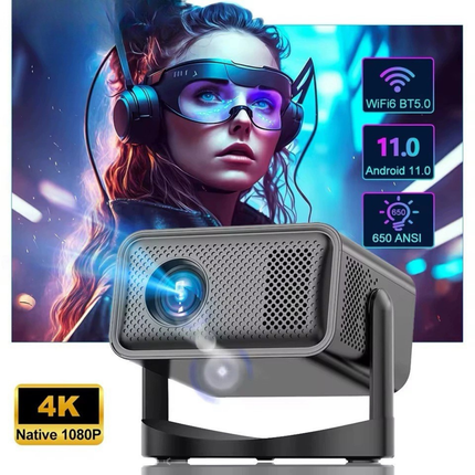 Compact 720P Android Projector with Wireless Display and Up to 150 Inch Projection Size