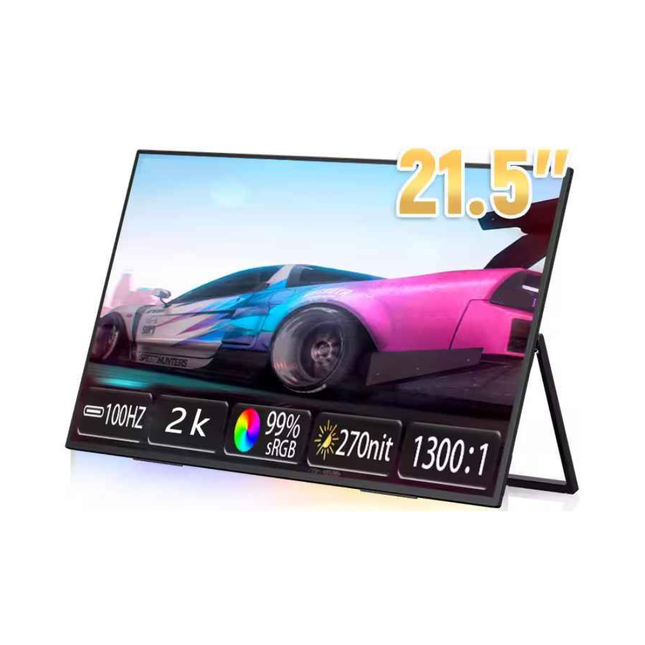 21.5 Inch 2K Portable Monitor IPS 100Hz Type-C Single Cable External Display