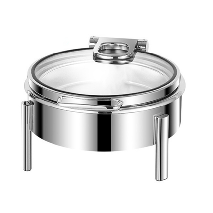 Large 40cm Round Buffet Chafer Dish Set - Low Stand & Full-Size Pan