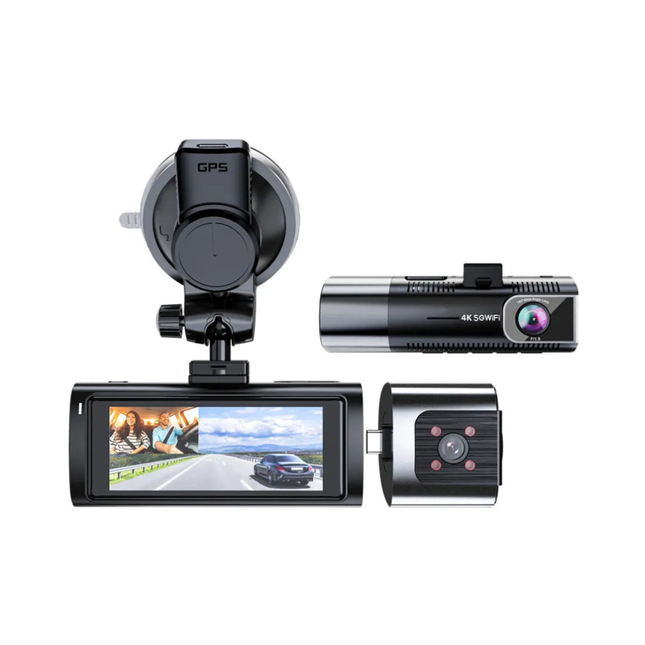 Portable 4K Front and Rear Dash Camera with WiFi Connectivity Black