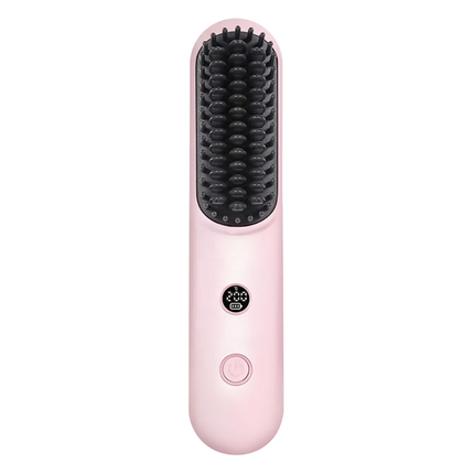 Portable Ionic Hair Straightener Brush Rechargeable with 3 Heat Settings LED Screen