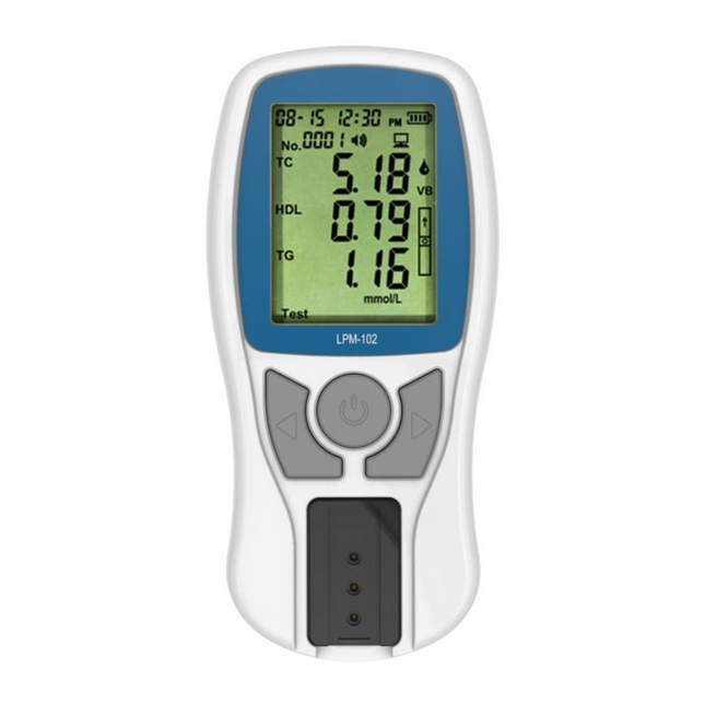 Portable Blood Lipid Meter Kit with Lancing Device and Travel Case – Measures TC, HDL, LDL