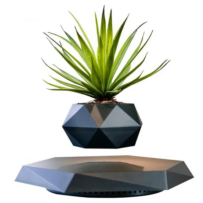 Floating Levitation Plant Pot with Rotating Hexagonal Base – Indoor Desk and Home Decor Planter