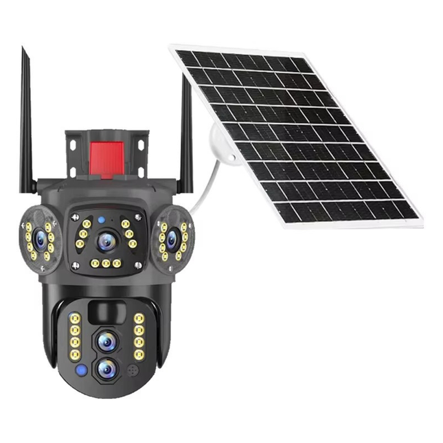 4G Solar Security PTZ Camera with Tri-Lens System, 10X Hybrid Zoom & Full-Color Night View