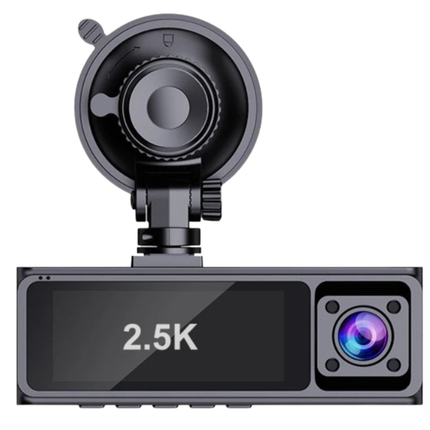 Portable 3-Channel Dash Camera 3.16" IPS Display 2.5K Front + Dual 720p Rear WiFi Black