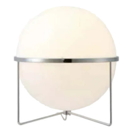 Round Acrylic Globe LED Floor Lamp – Chrome Metal Base, Ambient Lighting