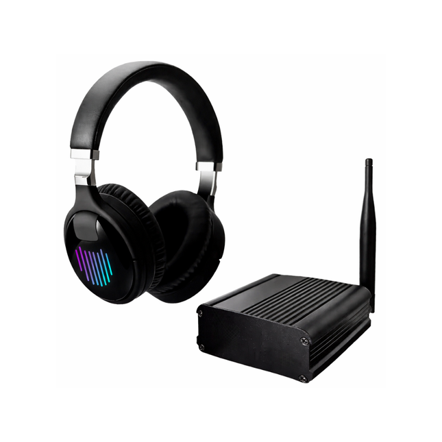 LED Silent Disco Headphones Wireless Bluetooth 5.1 with Transmitter Long Range Audio Set