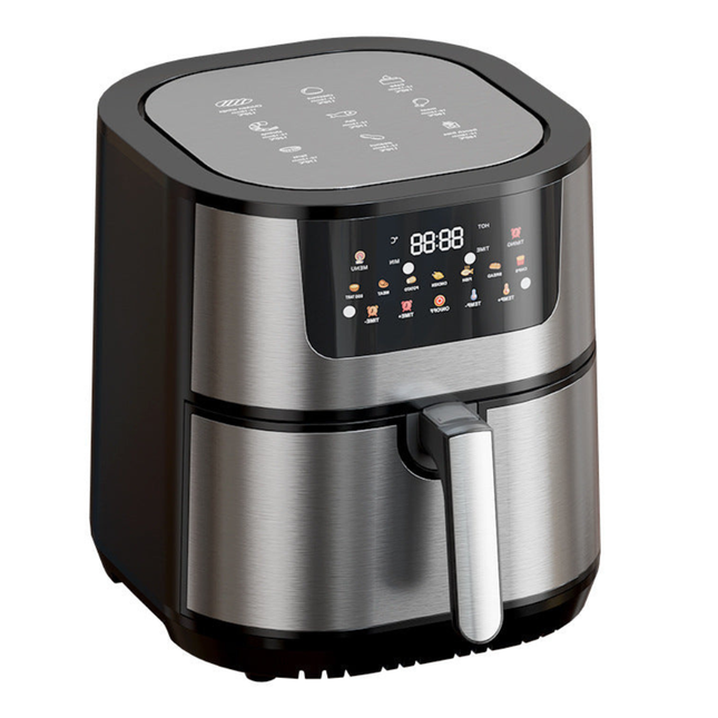 Stainless Steel Air Fryer 15L, 1500W Electric Hot Oven with Non-Stick Basket & Adjustable 80-200°C Temp