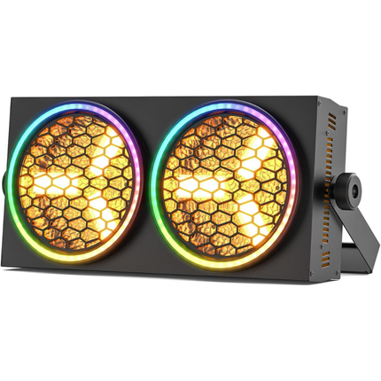 200W Dual-Eye Stage Lights with 6 COB Spotlights & 102 RGB LEDs – DMX512 Uplights for Events & Performances