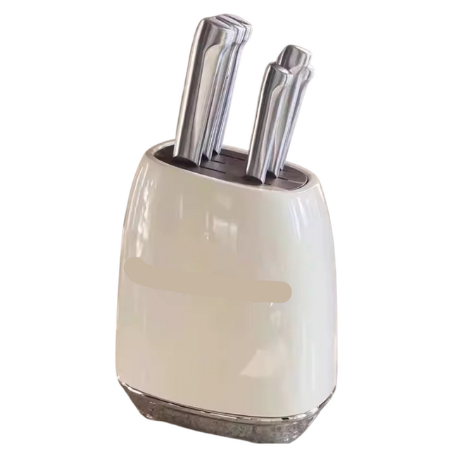 6 Piece Stainless Steel Knife Block Set with Shears and Retro Metal Holder