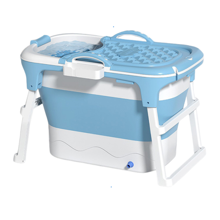 Portable Foldable Children’s Bathtub with Foot Roller & Storage Rack