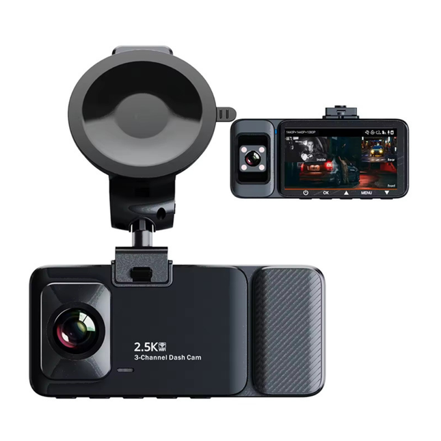 Triple Channel 4K Dash Camera with WiFi Connectivity and Loop Recording