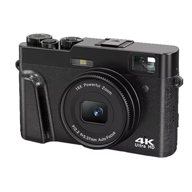 Portable 4K Mirrorless Camera with 13MP Sensor, 2.8" IPS Display, and Rechargeable Battery