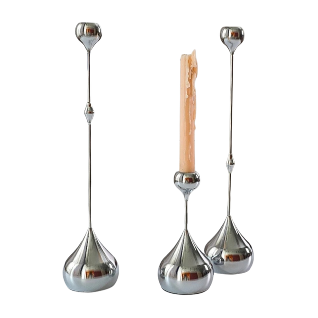 Modern Stainless Steel Water Drop Candlestick Holder for Wedding, Event and Home Decor
