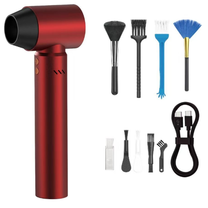 Rechargeable Mini Turbo Hair Dryer & Portable Outdoor Fan – 4-Speed Brushless Motor with LED Light