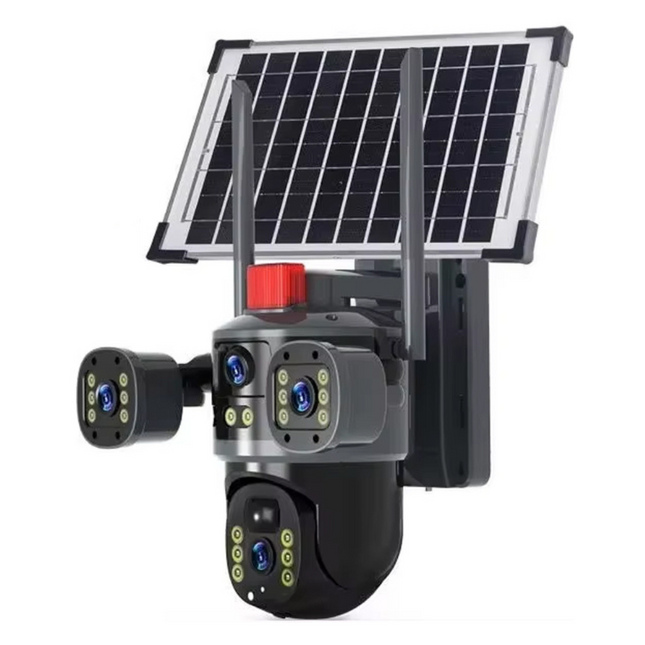Outdoor 6MP Solar Powered PTZ Camera with Dual Lens, 350° Pan 90° Tilt, Night Vision & Wireless Connectivity