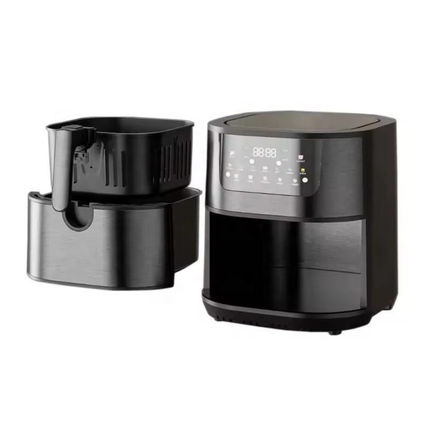 Dual Basket Air Fryer 15L Capacity, Stainless Steel Finish & Non-Stick Coating