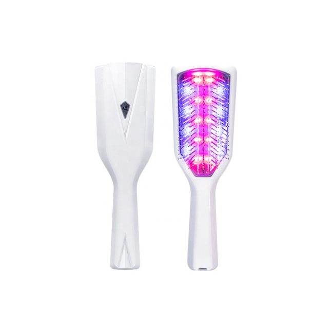 Red & Blue LED Scalp Massage Comb Cordless Hair Care Device White