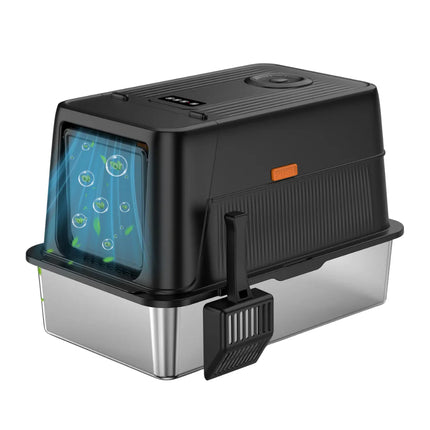 Advanced Self-Monitoring Covered Cat Litter Box with Touch Display, Odour Neutralization & Spacious Interior