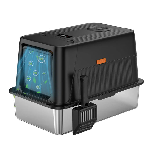 Advanced Self-Monitoring Covered Cat Litter Box with Touch Display, Odour Neutralization & Spacious Interior