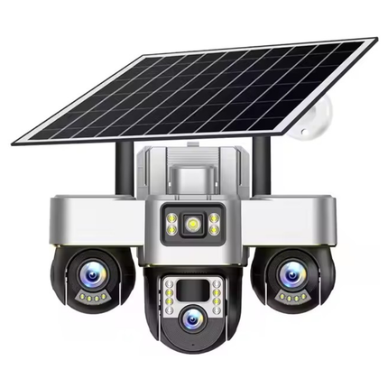 6MP Wireless Solar Security Camera Triple Lens with 350° Pan Tilt, Colour Night Vision, 8000mAh Battery, IP65 Outdoor