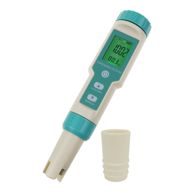 Portable 7 in 1 Water Quality Meter Backlit LCD IP67 Waterproof for Home Pool Aquarium