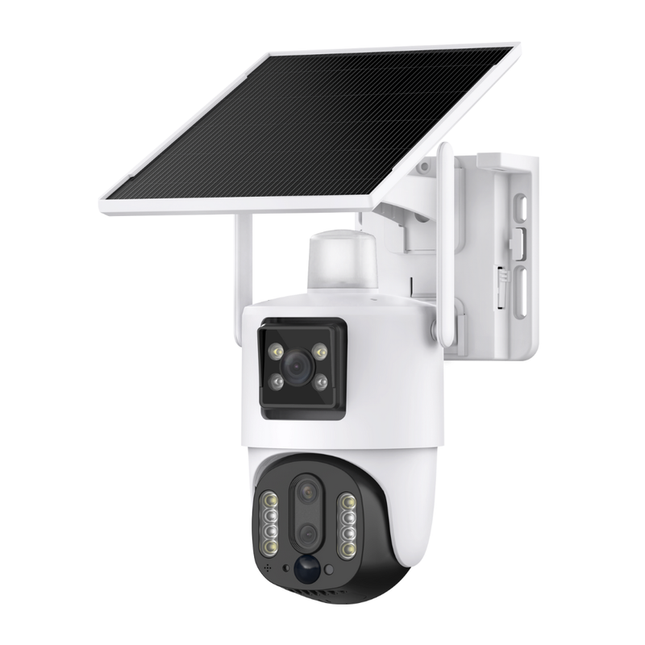 Solar 4G Outdoor Surveillance Camera with Dual Power System, Triple Cameras & 10× Zoom