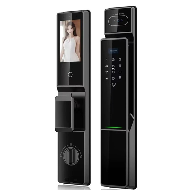 Smart Digital Door Lock with Face, Palm & Fingerprint Recognition, HD Camera, 4.5” Display, App & Password Control
