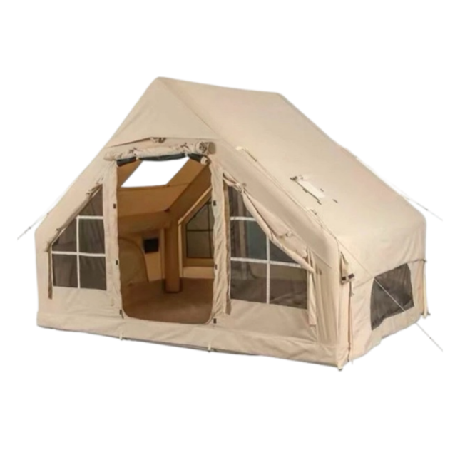 Inflatable Camping Air Tent 3-4 Person Waterproof Oxford Cabin Tent with Hand Pump Quick Setup