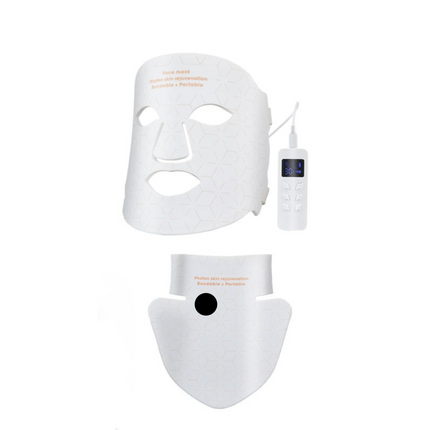 4 Color LED Facial Light Relaxation Mask with Neck Panel for Skin Rejuvenation