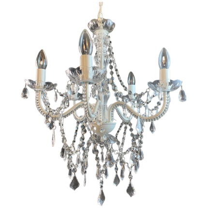 Modern Crystal Chandelier Ceiling Pendant Light 5 Arm White Iron Frame 52cm