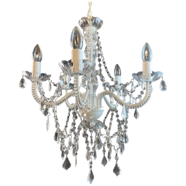 Modern Crystal Chandelier Ceiling Pendant Light 5 Arm White Iron Frame 52cm