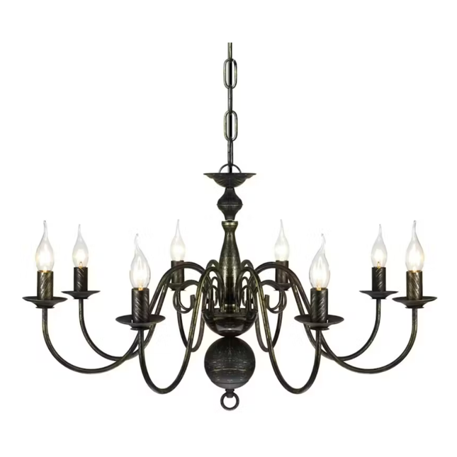 8 Light Antique Black Metal Chandelier Classic Ceiling Pendant