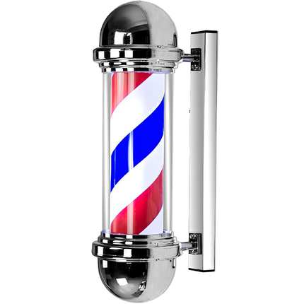 Classic Chrome LED Barber Shop Pole Rotating Striped Light Indoor Outdoor Wall Lamp