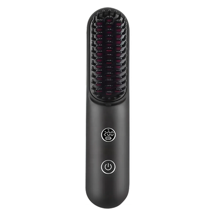 Portable Ionic Hair Straightener Brush Rechargeable with 3 Heat Settings LED Screen