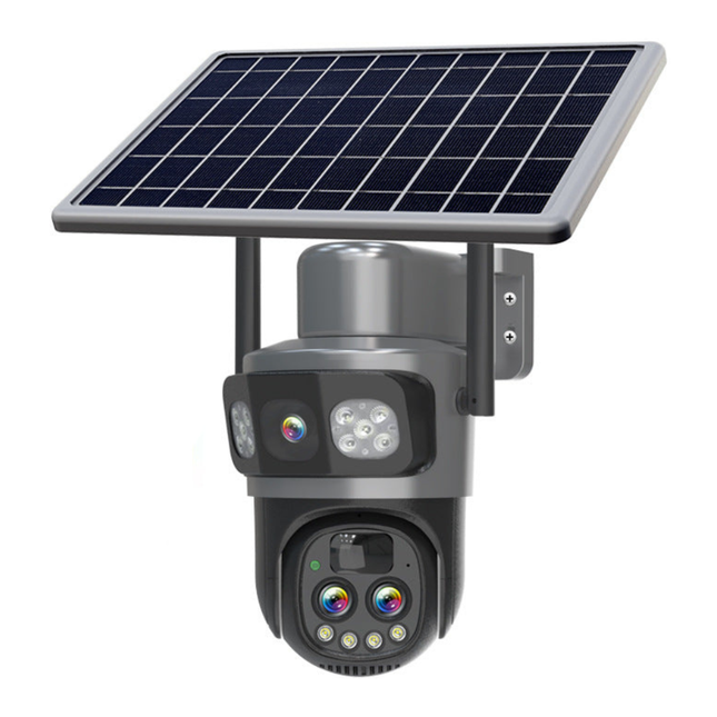 Outdoor Solar WiFi 4G PTZ Camera 3MP x3 Lenses 10X Zoom Pan 350 Tilt 90 IP65 Weather Resistant Security System