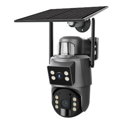 Outdoor 4G Solar Camera Dual Lens 3MP+3MP Rechargeable with AI Motion Alerts & Color Night Vision