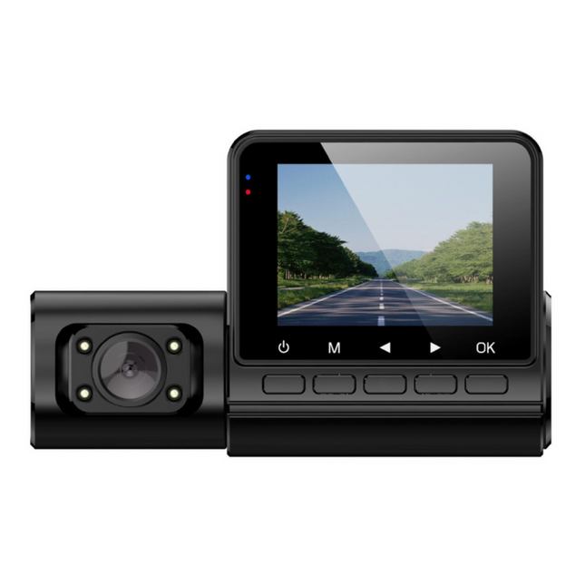 Compact Triple-Lens Dash Camera with Loop Recording & Wide-Angle Coverage