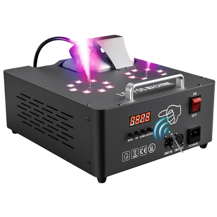 Professional 2000W Vertical Fogger with RGB Lighting, DMX Control & Wireless Remote