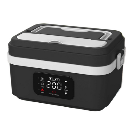 Portable Cordless Electric Lunch Box with 8000mAh Battery, Insulated Stainless Steel Bowl, and Power Bank Function