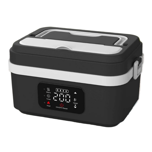 Portable Cordless Electric Lunch Box with 8000mAh Battery, Insulated Stainless Steel Bowl, and Power Bank Function