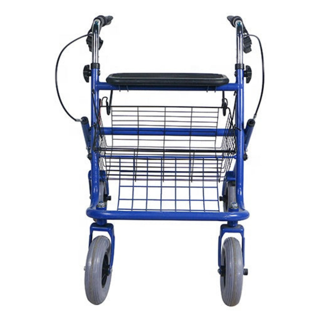 Foldable Mobility Rollator Walker with Padded Seat, Safety Brakes & Support Backrest