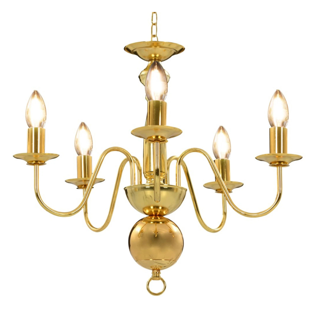Gold Metal 5 Light E14 Chandelier Ceiling Fixture 50cm Classic Decorative Lighting