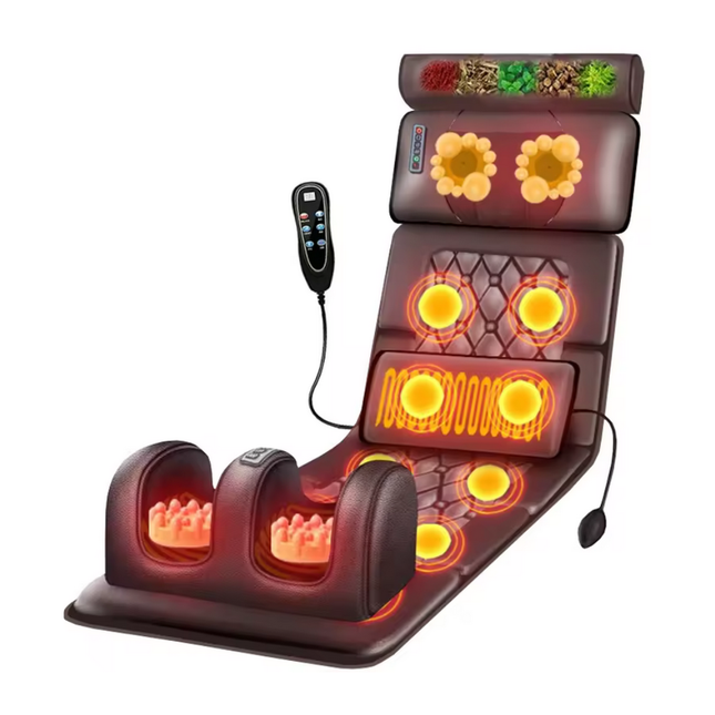 Electric Full Body Massage Cushion Mat with 20 Head Neck Massager and Waist Kneading Pillow