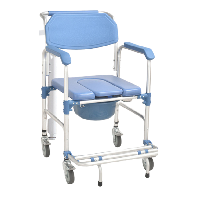 Folding Wheeled Commode Chair for Elderly and Disabled – Portable Toilet with Removable Bucket