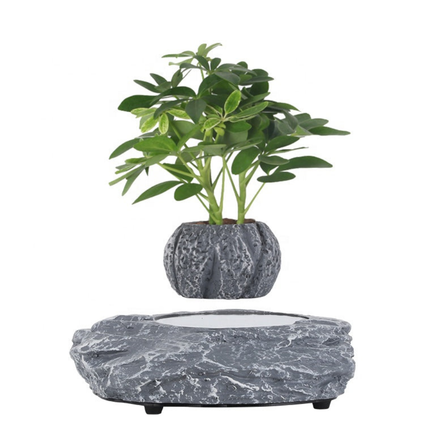 Floating Magnetic Plant Holder for Home & Office Desk Stylish Grey Resin Planter